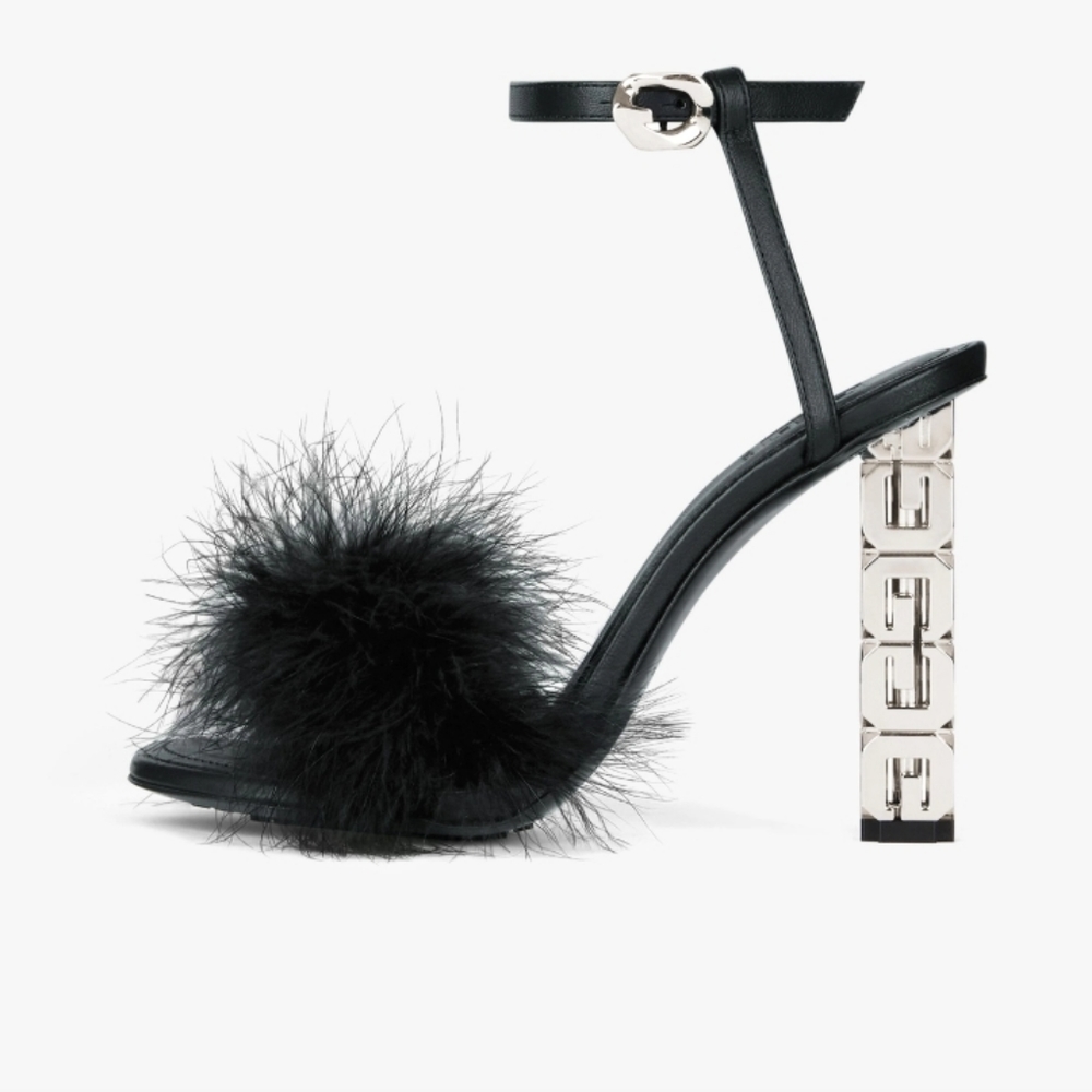 Givenchy G Cube Feather & Leather Sandals